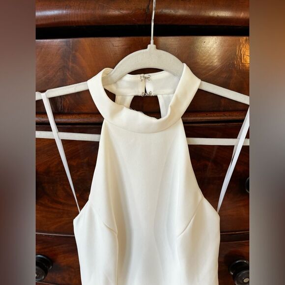 BHLD High Neckline Juliana Stretch Crepe Maxi Dress, side slit silhouette Size 2 - Picture 11 of 11